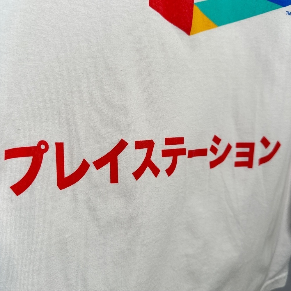 PlayStation Long Sleeve Shirt White Japanese Logo Retro Gamer Streetwear Men's L - Picture 5 of 9